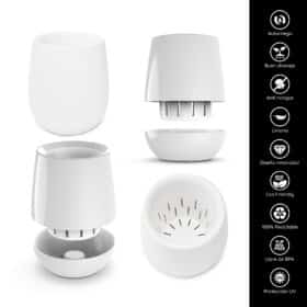 Macetas Uovo Autorriego - Combo 3 tamaños Blanco - Imagen 3