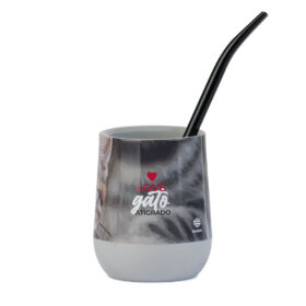 Mate Gato atigrado + Bombilla + Saca Yerba - Imagen 2