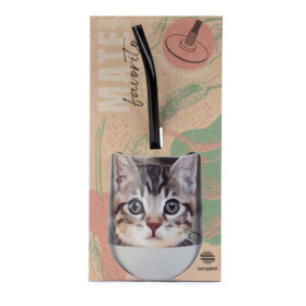 Mate Gato atigrado + Bombilla + Saca Yerba - Imagen 3