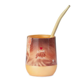 Mate Gato dorado + Bombilla + Saca Yerba - Imagen 2