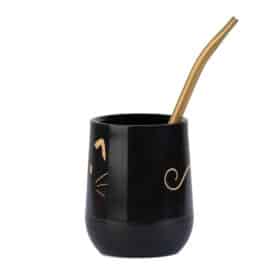 Mate Gato negro + Bombilla + Saca Yerba - Imagen 2