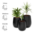 Macetas Uovo Autorriego - Combo 3 tamaños Negro - Imagen 2