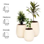Macetas Uovo Autorriego - Combo 3 tamaños Marfil - Imagen 2
