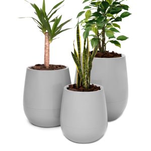 Macetas Uovo Autorriego - Combo 3 tamaños Cemento