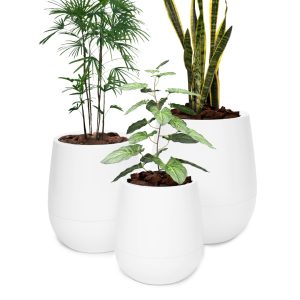 Macetas Uovo Autorriego - Combo 3 tamaños Blanco