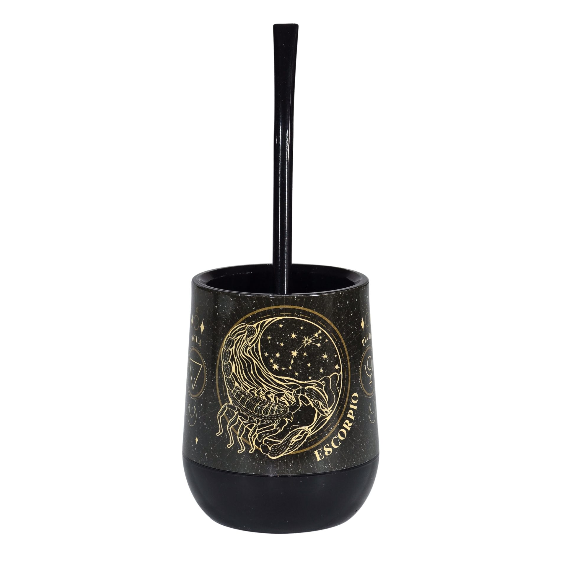 Mates signos negro (22) Mate Signos Escorpio+ Bombilla + Saca Yerba - Imagen 1