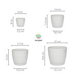 Macetas Plásticas Riga Premium Set X4 N9, 13, 17 Y 21 - Tiza - Imagen 2
