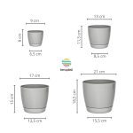 Macetas Plásticas Riga Premium Set X4 N9, 13, 17 Y 21 - Cemento - Imagen 2