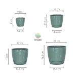 Macetas Plásticas Riga Premium Set X4 N9, 13, 17 Y 21 - Verde Salvia - Imagen 2