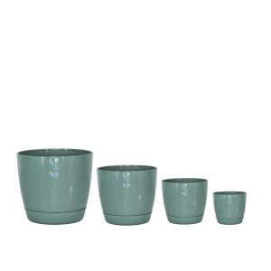 Macetas Plásticas Riga Premium Set X4 N9, 13, 17 Y 21 - Verde Salvia