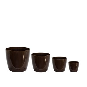 Macetas Plásticas Riga Premium Set X4 N9, 13, 17 Y 21 - Chocolate