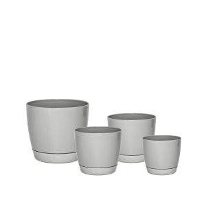 Macetas Plásticas Riga Premium Set X4 N13, 17, 21 y 25 - Cemento
