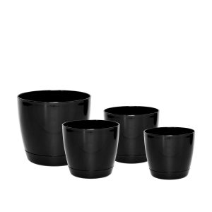 Macetas Plásticas Riga Premium Set X4 N17, 21, 25 y 29 - Negro