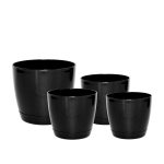 Macetas Plásticas Riga Premium Set X4 N21, 25, 29 y 35 - Negro