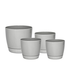 Macetas Plásticas Riga Premium Set X4 N21, 25, 29 y 35 - Cemento