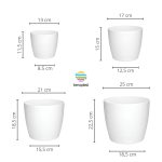 Macetas Plásticas Riga Premium Set X4 N13, 17, 21 y 25 - Blancas - Imagen 2