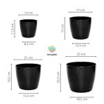 Macetas Plásticas Riga Premium Set X4 N13, 17, 21 y 25 - Negro - Imagen 2