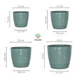 Macetas Plásticas Riga Premium Set X4 N17, 21, 25 y 29 - Verde Salvia - Imagen 2