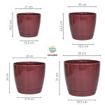 Macetas Plásticas Riga Premium Set X4 N21, 25, 29 y 35 - Borravino - Imagen 2