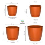 Macetas Plásticas Riga Premium Set X4 N21, 25, 29 y 35 - Ladrillo - Imagen 2