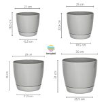Macetas Plásticas Riga Premium Set X4 N21, 25, 29 y 35 - Cemento - Imagen 2