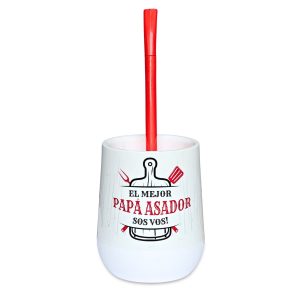 Mate Papá "Papa Asador" + Bombilla + Saca Yerba