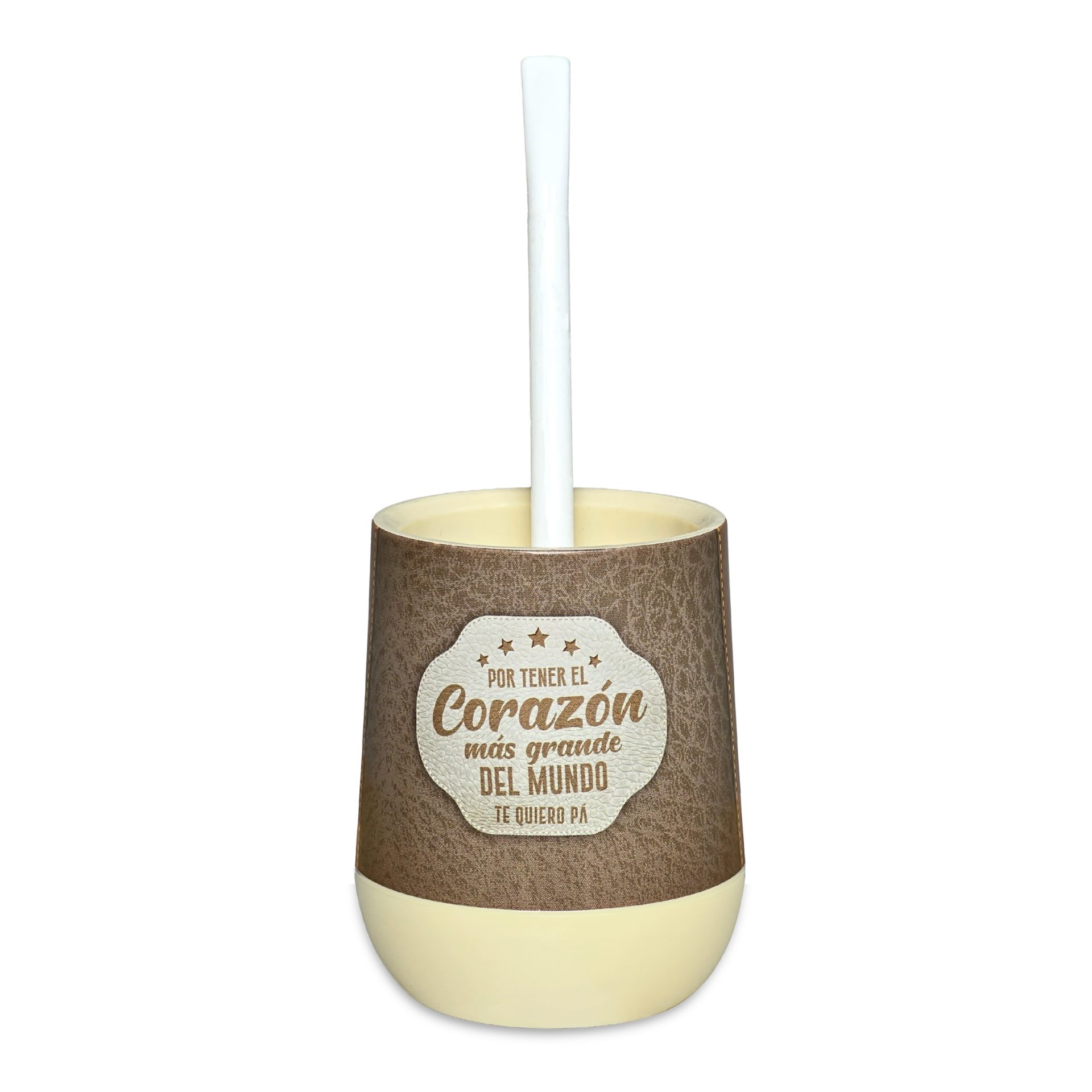 35 Mate Papá "Corazón Enorme" + Bombilla + Saca Yerba - Imagen 1