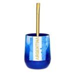 Mate Argentina "Argentina 3 Bandas Azul" + Bombilla + Saca Yerba