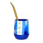 Mate Argentina "Argentina 3 Bandas Azul" + Bombilla + Saca Yerba - Imagen 3