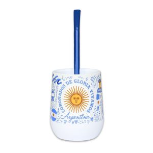 Mate Argentina "Estampa Argentina" + Bombilla + Saca Yerba