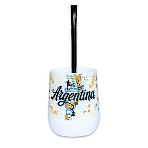 Mate Argentina "Mapa Argentino Futbolero" + Bombilla + Saca Yerba