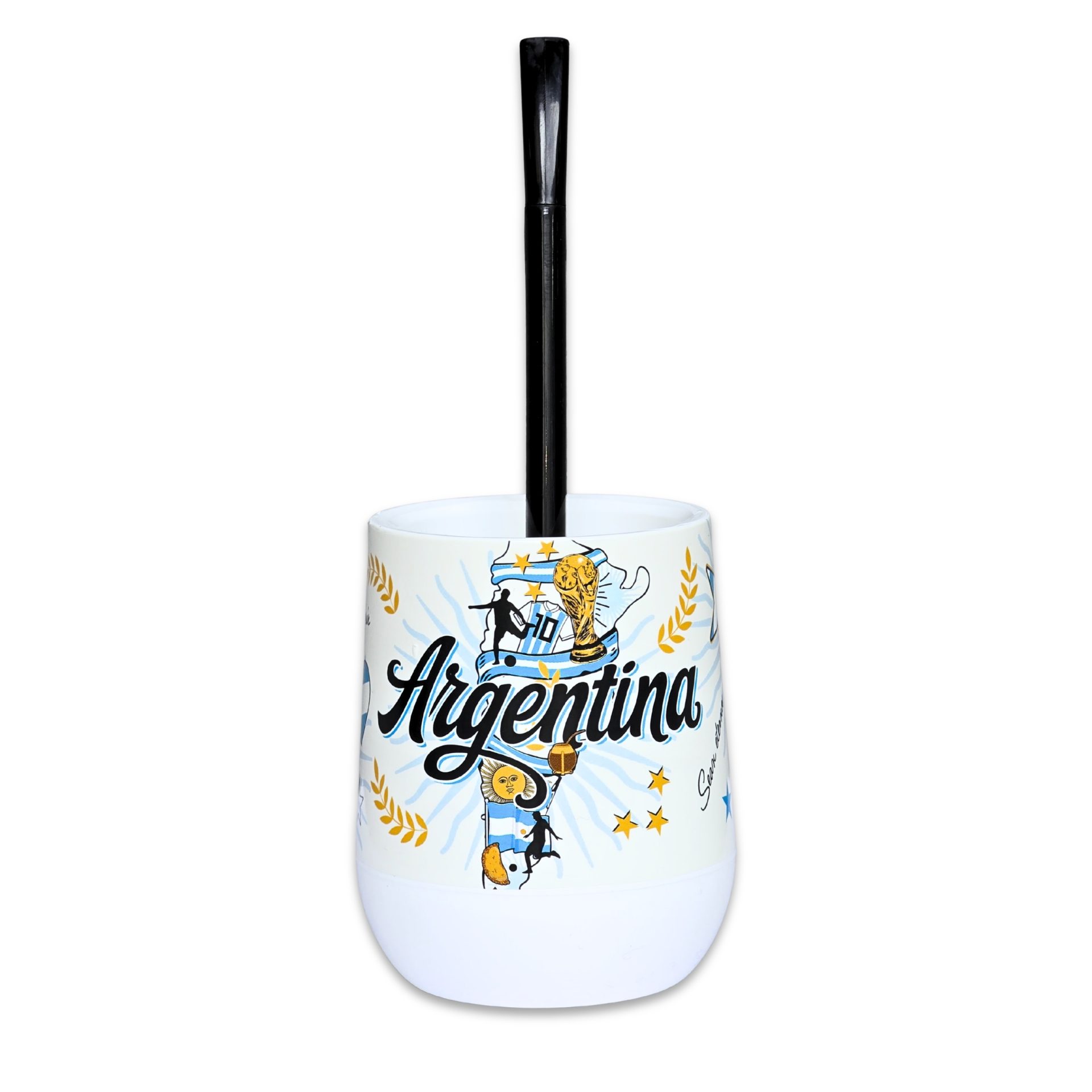 Mapa Argentino Futbolero (1) Mate Argentina "Mapa Argentino Futbolero" + Bombilla + Saca Yerba - Imagen 1