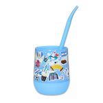 Mate Argentina "Stickers Celeste" + Bombilla + Saca Yerba - Imagen 2